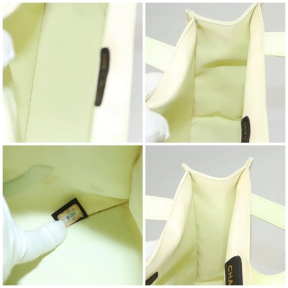 CHANEL COCO Mark Hand Bag Nylon Yellow Gold CC Auth - Picture 15 of 16